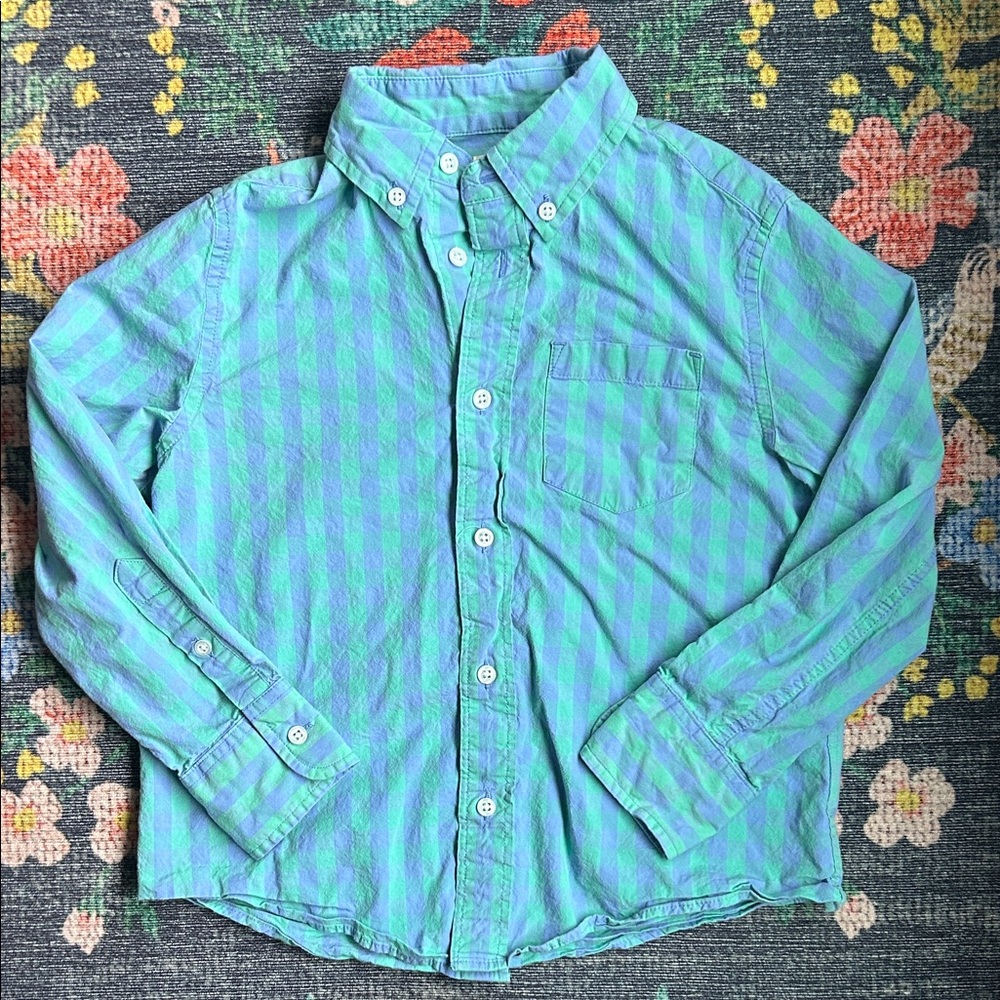 Crewcuts Boys Checker Long-Sleeve Button-Down Shirt, Size Small